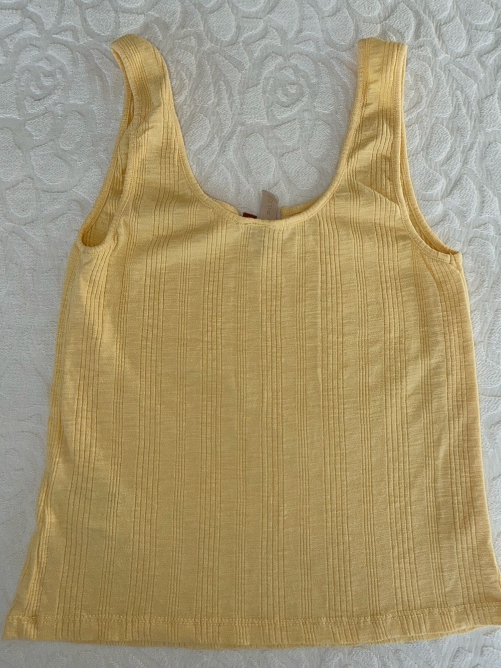 Pilcro Yellow Ribbed Scoop Tank Top - Picture 3 of 5
